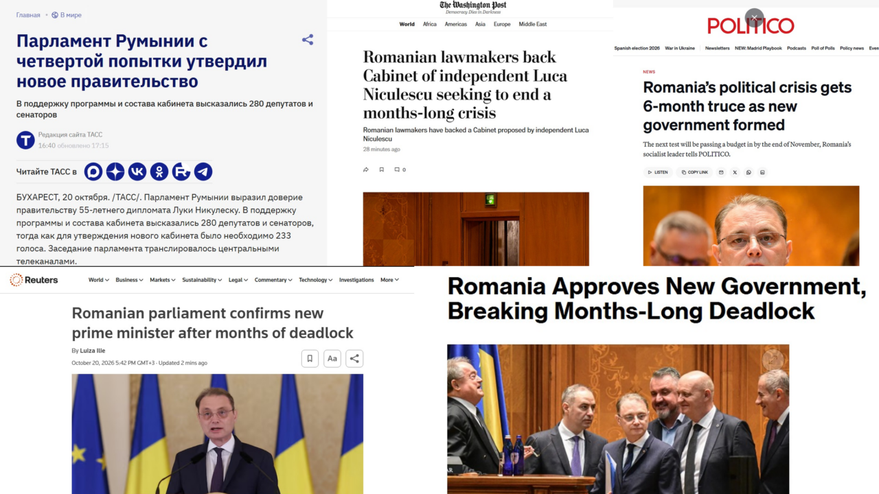 Presa internațională monitorizează învestirea noului guvern condus de Luca Niculescu
