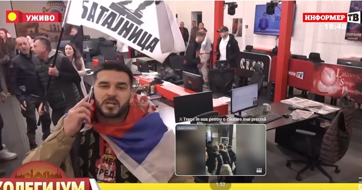 Tensiuni în Serbia: Protestatari au luat cu asalt sediul televiziunii Informer TV