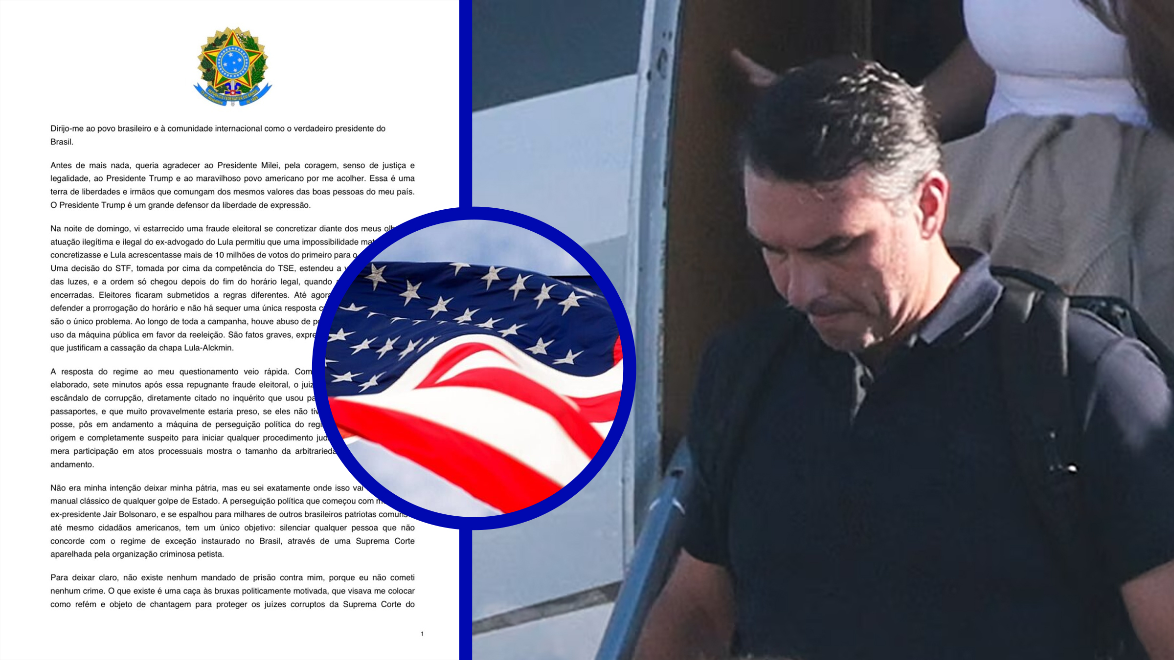 Flavio Bolsonaro, din exil în SUA, susține că este adevăratul președinte al Braziliei și denunță o fraudă electorală