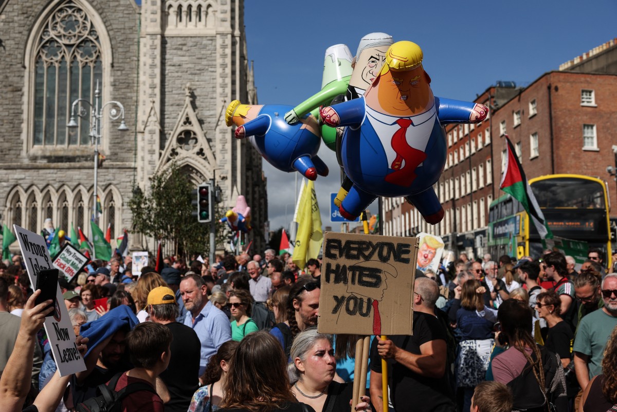 Proteste masive la Dublin în timpul vizitei lui Donald Trump în Irlanda
