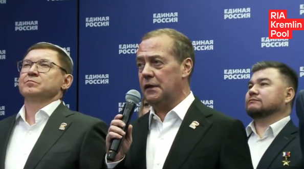 Dmitri Medvedev laudă rezultatele partidei Rusia Unită după anunțarea exit-poll-urilor pentru Duma de Stat