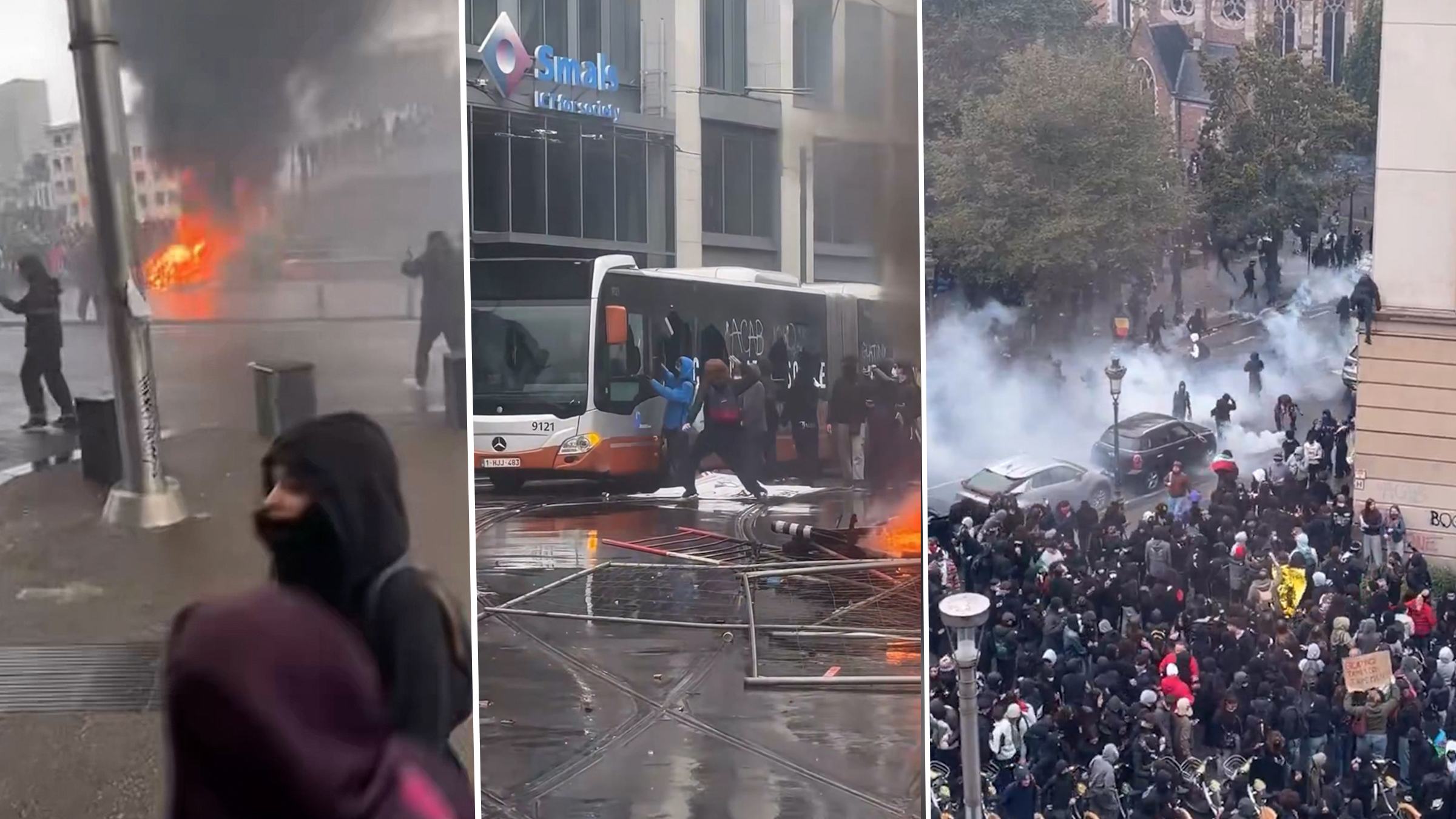 Proteste violente la Bruxelles: Zeci de mii de oameni în stradă împotriva măsurilor de austeritate